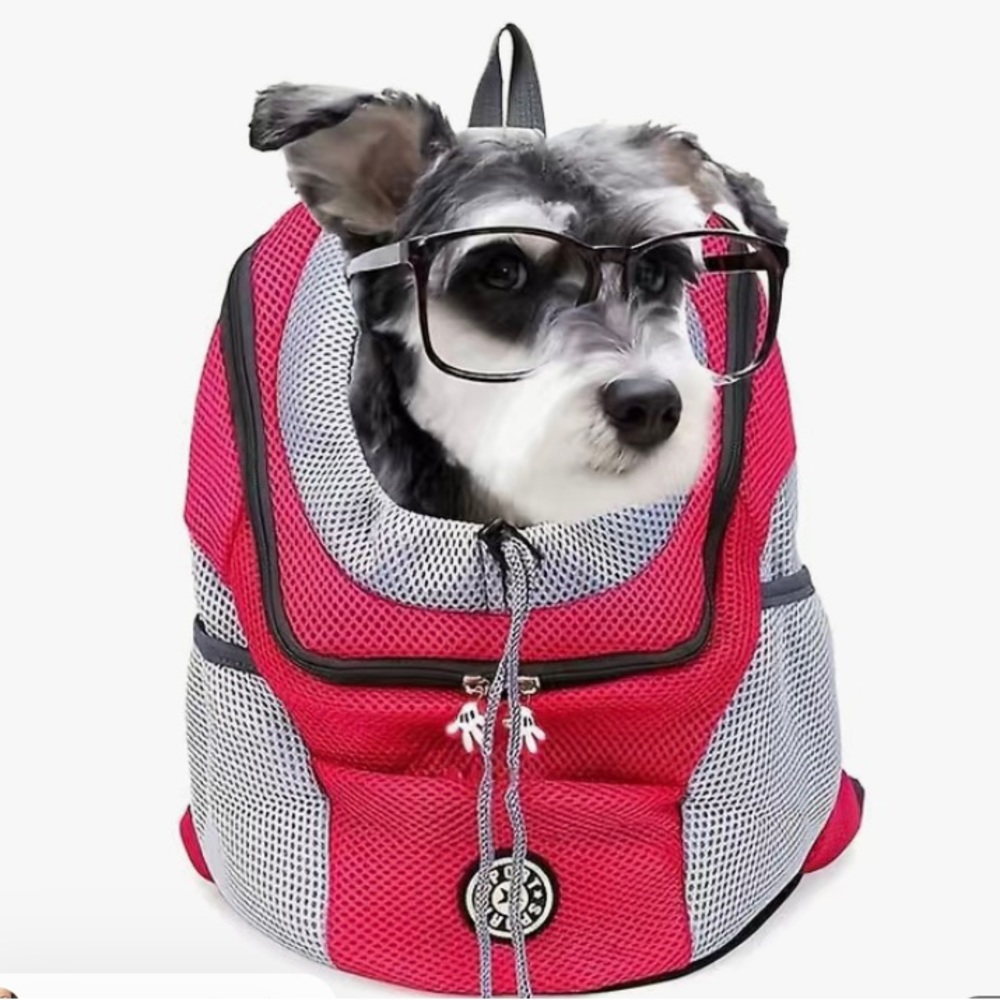 Pet carrier backpack rose red color